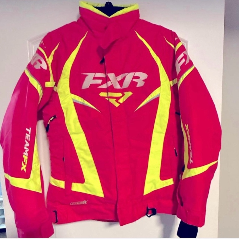 FXR Hot Neon Pink and Yellow Hivis Snowmobile Jacket Small